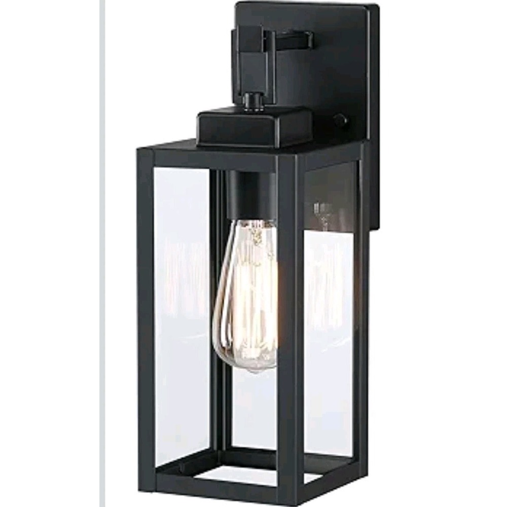 14 Inch Outdoor Wall Lantern - Black Patio Light, Waterproof Exterior Porch Scon